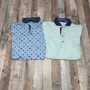 Lot of 2 Greyson Golf Performance Polo Shirts - Mens M Wolf Blue Geometric AOP